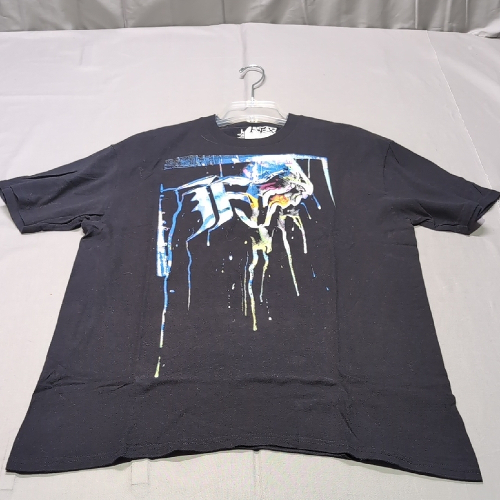 Fox Racing Mens Black Graphic T-Shirt Abstract Drip Logo Cotton Size L